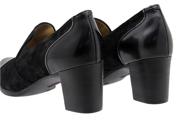 17542002 BLACK LEATHER HEEL SHOES, INSOLE LEATHER, BLACK HEEL 6 CM.