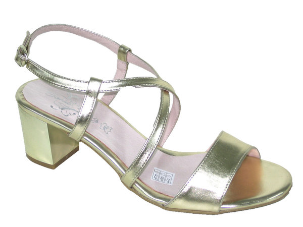 82073211 GOLD LEATHER SANDAL, INSOLE LEATHER, HEEL 6 CM
