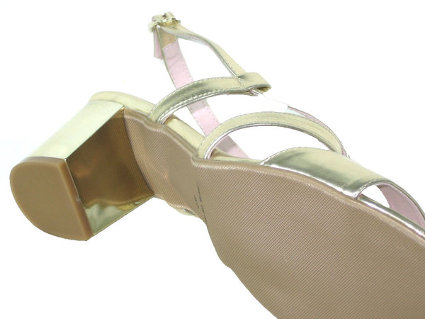82073211 GOLD LEATHER SANDAL, INSOLE LEATHER, HEEL 6 CM