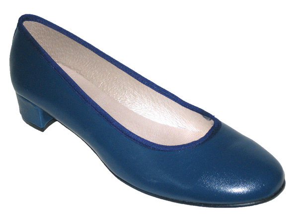 20858003 BLUE LEATHER SHOES, INSOLE LEATHER, HEEL 3,50 CM