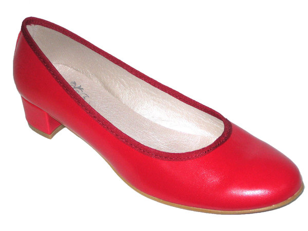 20858012 RED LEATHER SHOES, INSOLE LEATHER, HEEL 3,50 CM