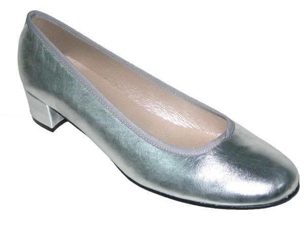 20858009 SILVER LEATHER SHOES, INSOLE LEATHER, HEEL 3,50 CM