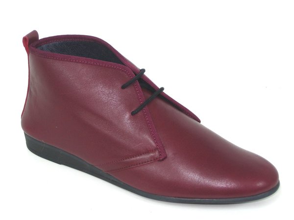 5809012 Burgundy leather ankle boots, leather insole, flat sole ankle boots