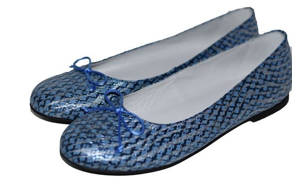 93131309 BLUE & SILVER LEATHER BALLERINA, INSOLE LEATHER, FLAT SHOES SOLE PU
