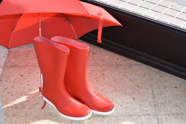13000212 WATERPROOF RED BOOTS, RAINING BOOTS, INSOLE TEXTILE, RUBBER SOLE