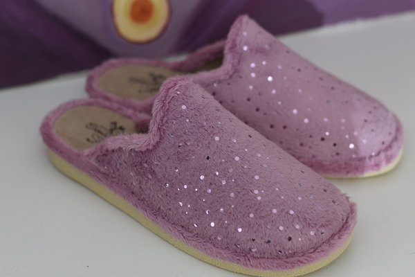 97012918 SLIPPER HOMEWEAR PINK-SILVER, COMFORTABLE INSOLE, FLAT SHOES SOLE