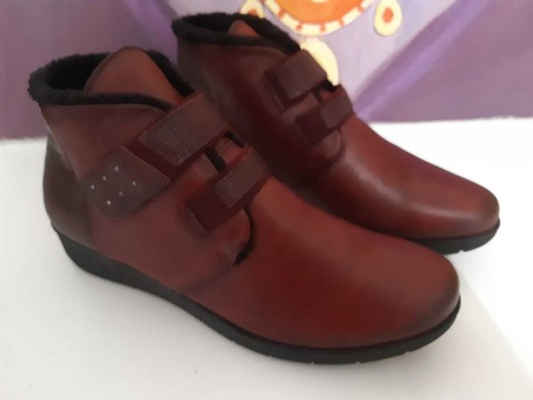 2949112 RED VELVET LEATHER ANKEL BOOTS, INSOLE LEATHER, RUBBER SOLE 3 CM