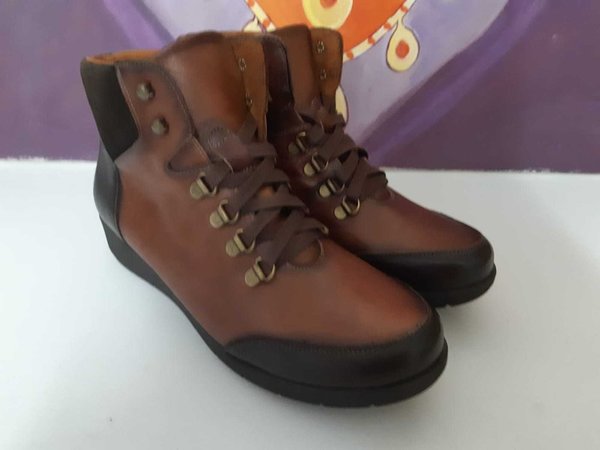 2948413 BROWN LEATHER ANKLE BOOTS, INSOLE LEATHER, FLAT SHOES SOLE 3 CM