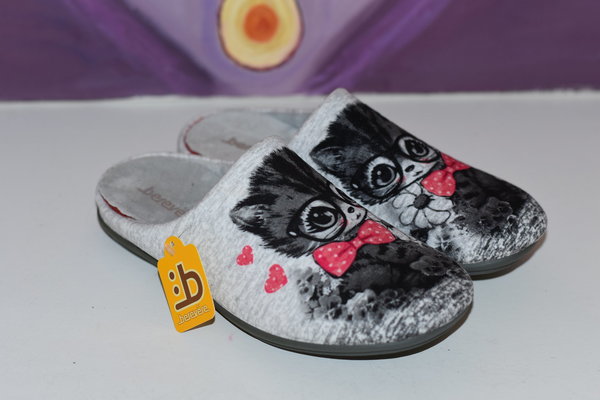 IN766 SLIPPER HOMEWARE, ORTHOPEDIC INSOLE, GREY, CAT, COMFORTABLE INSOLE