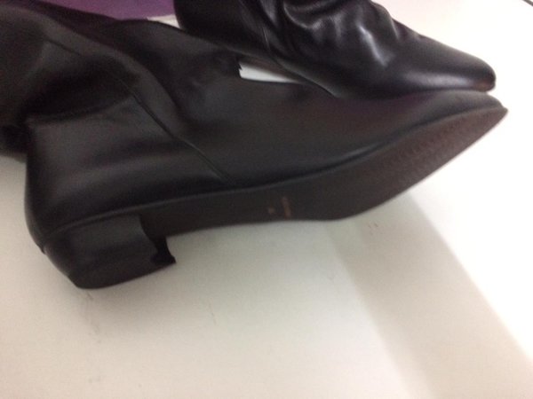 92099802 BLACK LEATHER BOOTS, INSOLE LEATHER, SHORT HEEL 2 CM, BIG SIZE