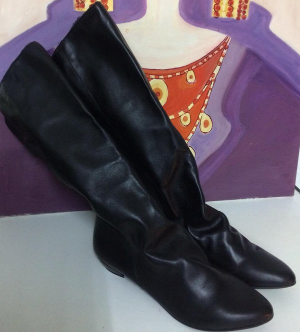 92099802 BLACK LEATHER BOOTS, INSOLE LEATHER, SHORT HEEL 2 CM, BIG SIZE