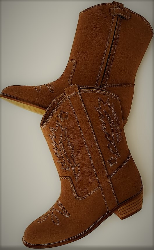 318413 COWBOY LEATHER BOOTS, BROWN, INSOLE LEATHER, HEEL 4 CM. SPRING BOOTS