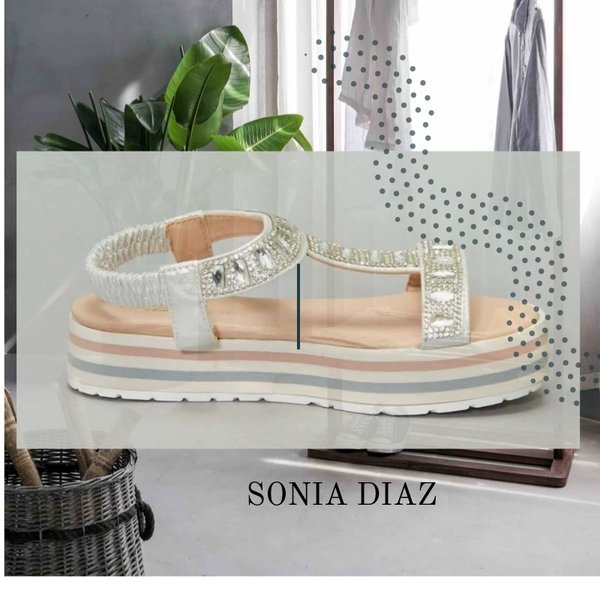 70500 JEWEL SANDAL, SILVER, COMFORTABLE INSOLE, WEDGE SOLE 5 CM. ECO