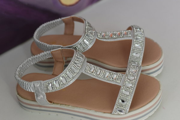 70500 JEWEL SANDAL, SILVER, COMFORTABLE INSOLE, WEDGE SOLE 5 CM. ECO
