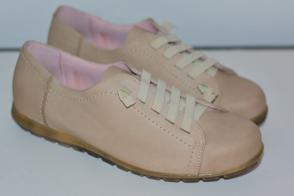 83000513 BEIGE SPORT LEATHER SHOES, INSOLE LEATHER, RUBBER SOLE, FLAT SHOES SOLE