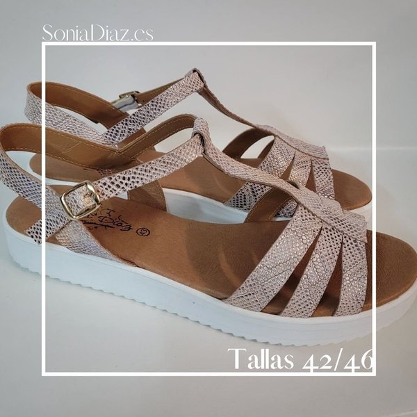 20028513 BEIGE & BROWN LEATHER SANDAL, CONFORTABLE INSOLE LEATHER, FLAT SOLE