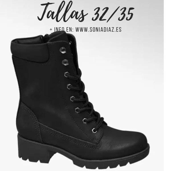 97298102 BLACK MILITARY BOOTS, PU, INSOLE TEXTILE, HEEL 4 CM. SIZES 32/35