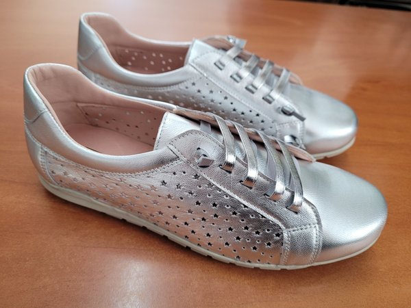 23788309 SILVER METAL LEATHER, CONFORTABLE INSOLE LEATHER, RUBBER SOLE